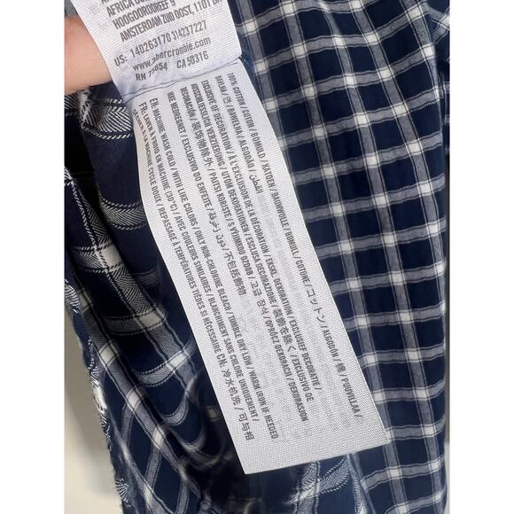 Abercrombie & Fitch Womens Navy White Plaid Button Front Blouse Size Small - Picture 6 of 6